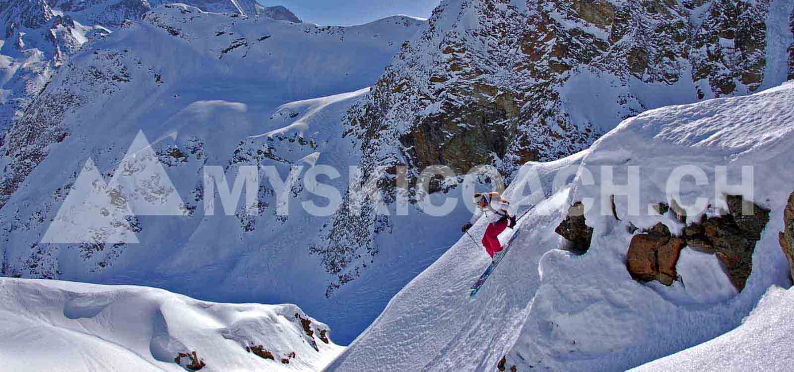 Off piste advanced private ski lessons for adults - Freeride ski coaching